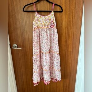Girls poupette st. Barths  Dress with Pink Accents size 10
